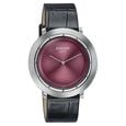 Sonata Sleek Burgundy Dial Silver-Tone Leather Strap Watch - image number 1