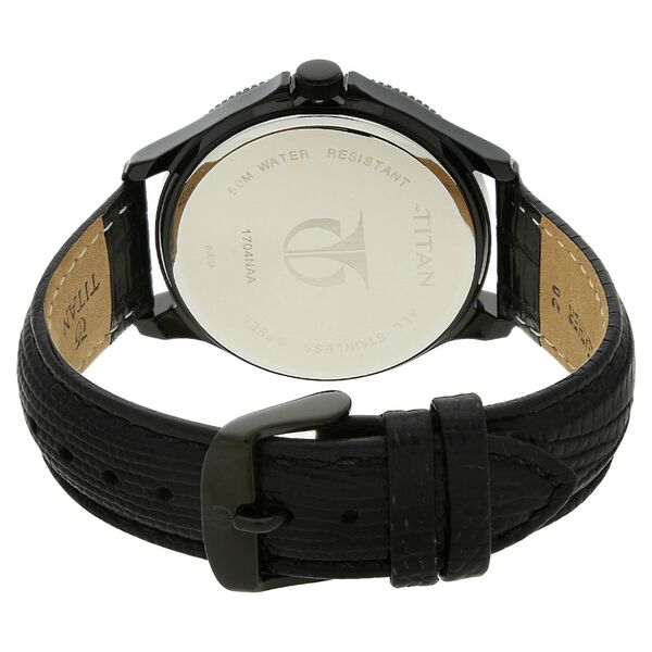 Titan Globe Trotter Black Dial Dual Time Leather Strap watch for Men - image number 3