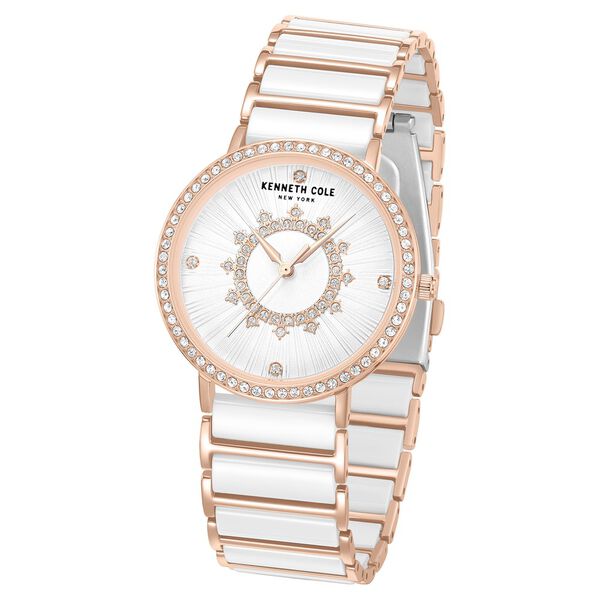 Kenneth Cole Quartz Analog White Dial White Stainless Steel & Ceramic Strap Watch For Women - image number 1