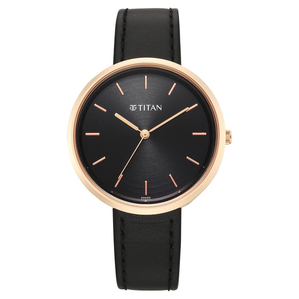 Titan Neo Quartz Analog Black Dial Black Leather Strap Watch For Women-image-21
