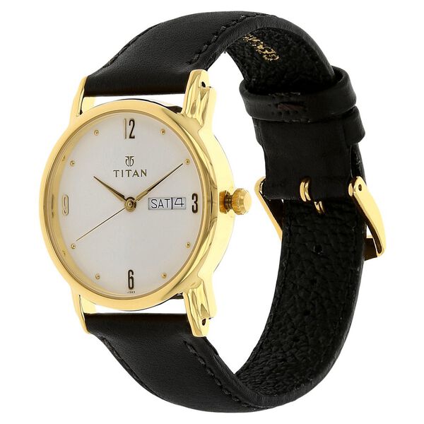 Titan White Dial Analog with Day and Date Leather Strap watch for Men - 32 mm Case Size - Small Dial - image number 1
