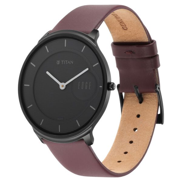 Titan Edge Slim Leather Strap Black Dial Analog Watch for Men - image number 2