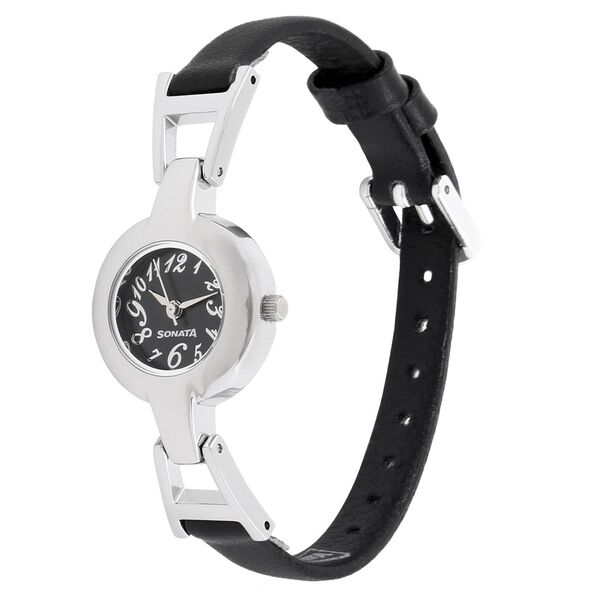 Sonata Quartz Analog Black Dial Leather Strap Watch for Women - image number 1