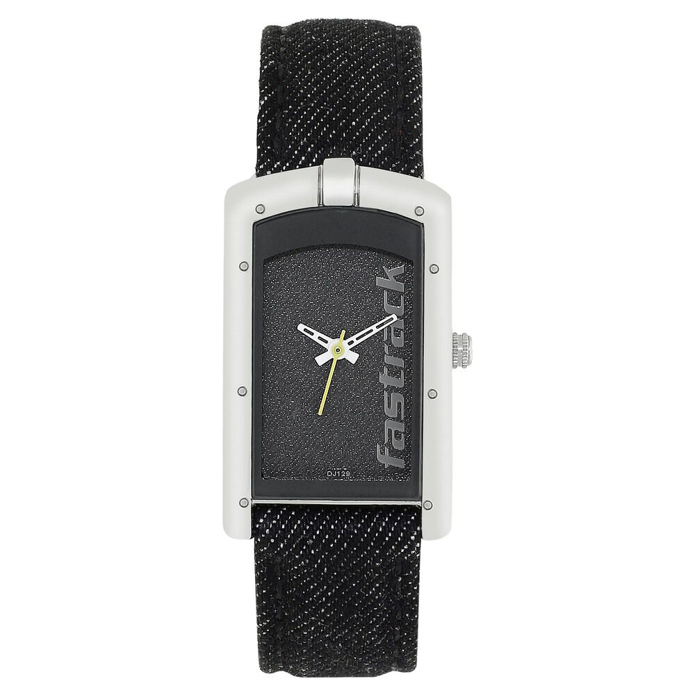 Buy Online Fastrack Denim Quartz Analog Black Dial Denim Strap Watch for Girls nm6183sl02 Titan