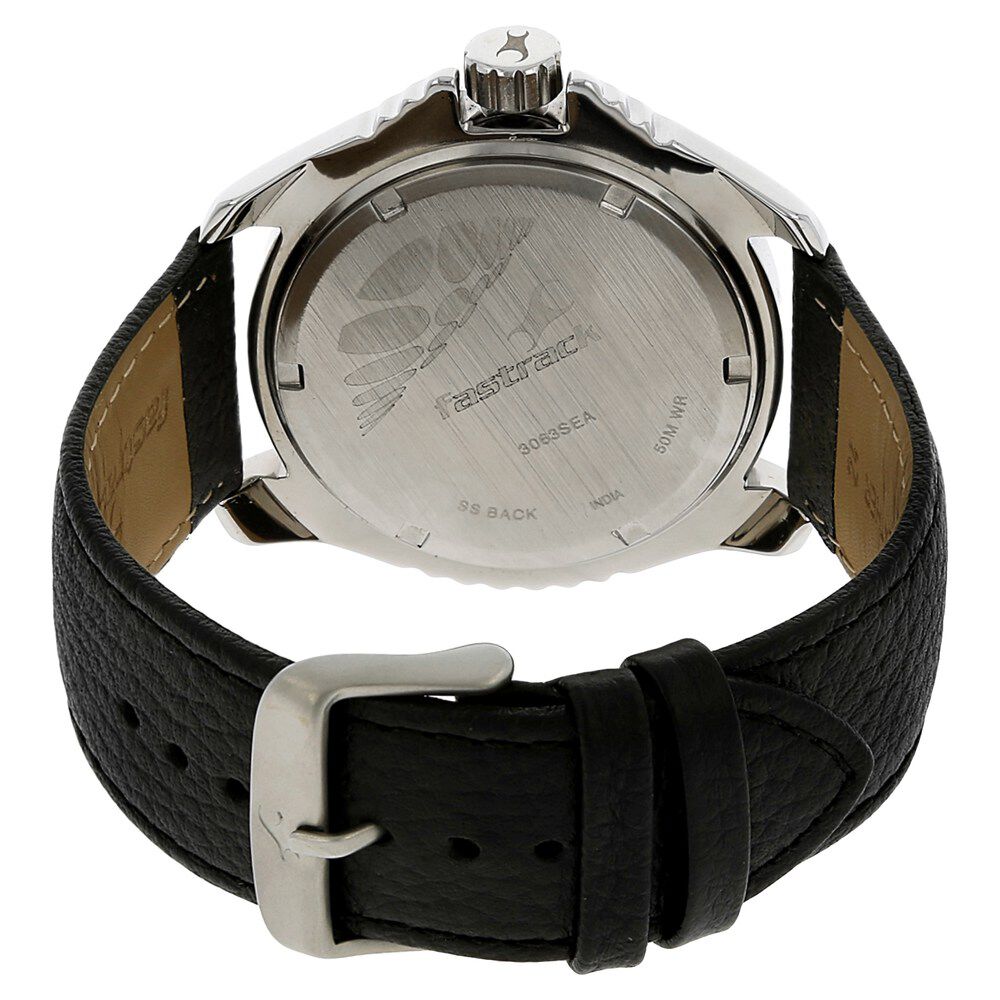 Buy Online Fastrack Mean Machines Quartz Analog Black Dial Leather