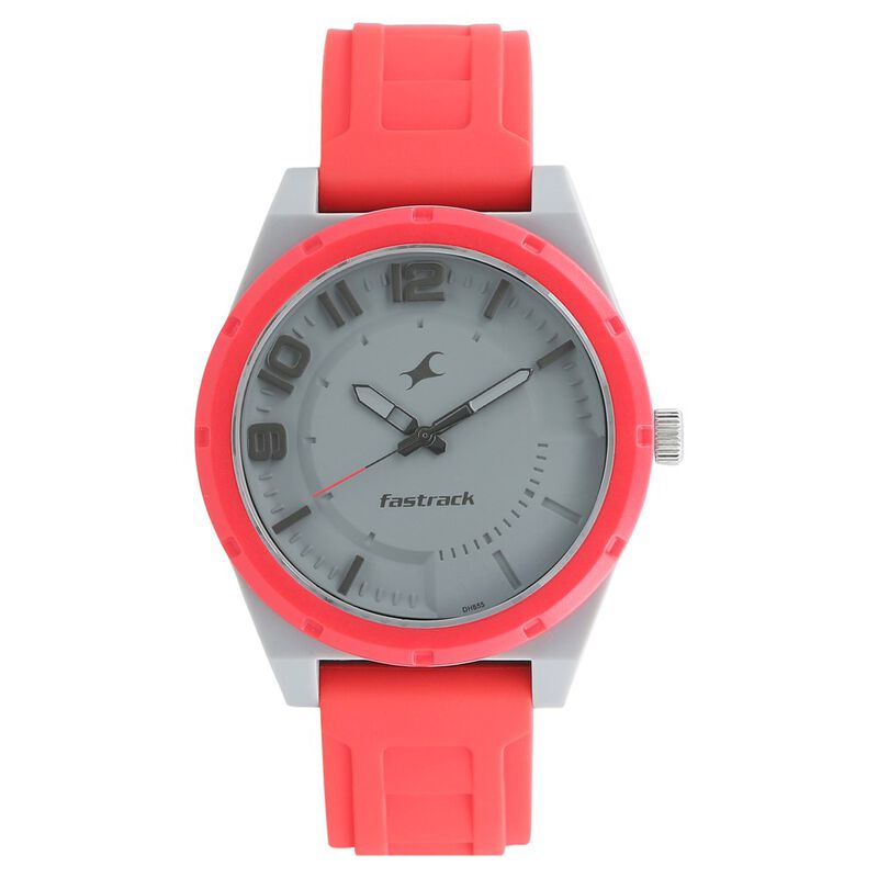 Fastrack Trendies Quartz Analog Grey Dial Silicone Strap Watch for Guys