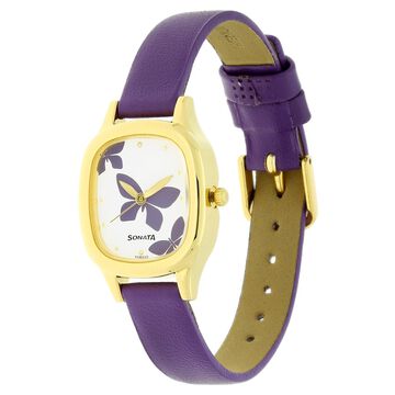 Sonata Quartz Analog White Dial Leather Strap Watch for Women