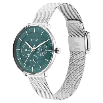 Titan Women's Svelte Black: Multi-Function Watch with Metal Strap