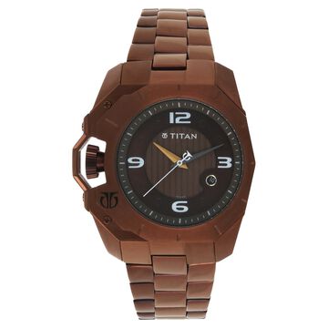 Titan Quartz Analog with Date Brown Dial Stainless Steel Strap Watch for Men