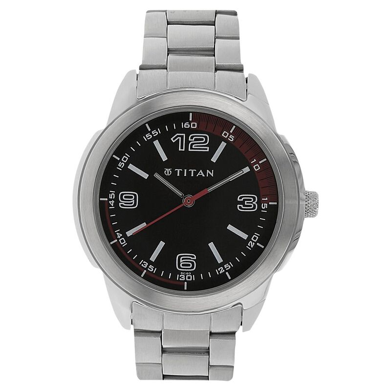 Titan Black Dial Analog Stainless Steel Strap watch for Men