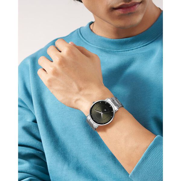 Fastrack Stunners X Quartz Analog Green Dial Stainless Steel Strap Watch For Guys - image number 5