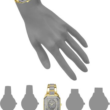 Anne Klein Quartz Analog Grey Dial Golden Plastic Strap Watch For Women