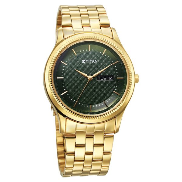 Titan Karishma Quartz Analog with Day and Date Green Dial Stainless Steel Strap Watch For Men - image number 1