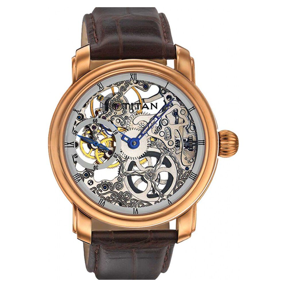 Titan automatic transparent watch on sale