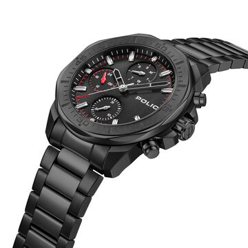 Police Quartz Multifunction Black Dial Black Stainless Steel Strap Watch For Men