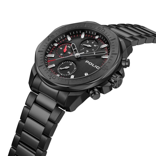 Police Quartz Multifunction Black Dial Black Stainless Steel Strap Watch For Men - image number 3