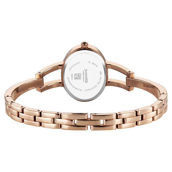 Sonata Aura Quartz Analog Green Dial Rose Gold Stainless Steel Strap Watch For Women - image number 3