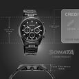 Sonata Multifunction Black Dial Black Metal Strap Watch For Men - image number 3