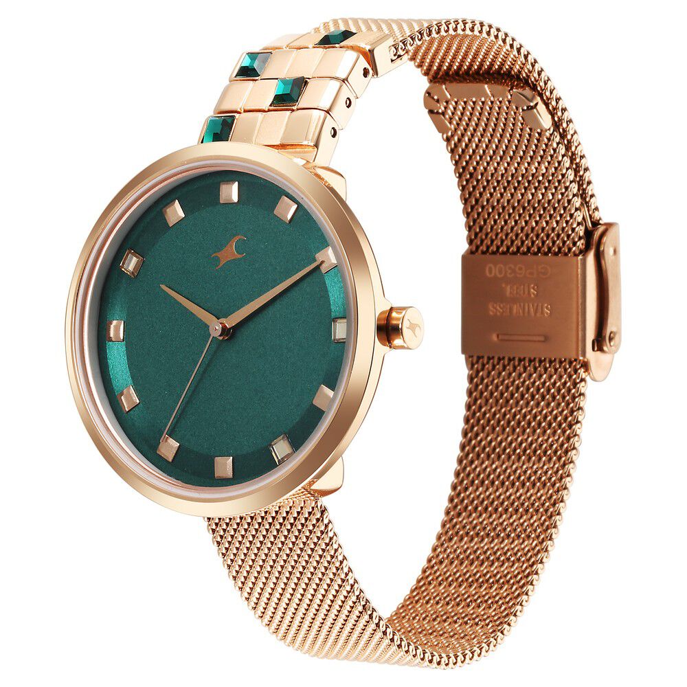Buy Online Fastrack Fleek Quartz Analog Green Dial Stainless Steel Strap Watch for Girls 6300wm02 Titan