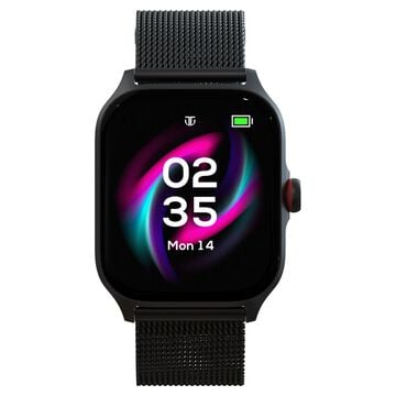 Titan Zeal with 4.69 cm AMOLED Display with AOD, Functional Crown, BT Calling, Smartwatch with Black Mesh Strap
