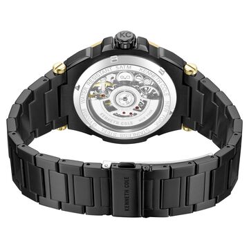 Kenneth Cole Automatic With Self Winding Automatic With Self Winding Black Dial Stainless Steel Strap Watch For Men