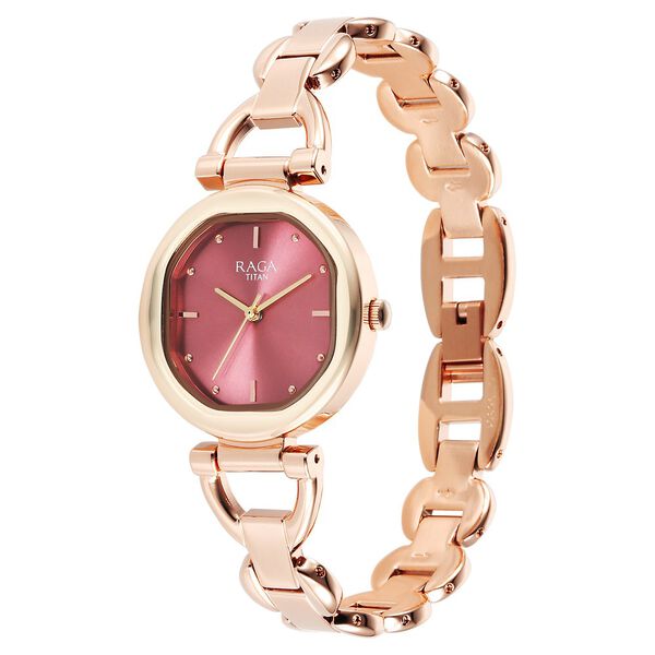 Titan Raga Showstopper Quartz Analog Pink Dial Metal Strap Watch For Women - image number 2