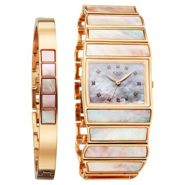 Titan Raga Power Pearls 2.0 Quartz Analog Mother Of Pearl Dial Rose Gold Metal Strap Watch For Women