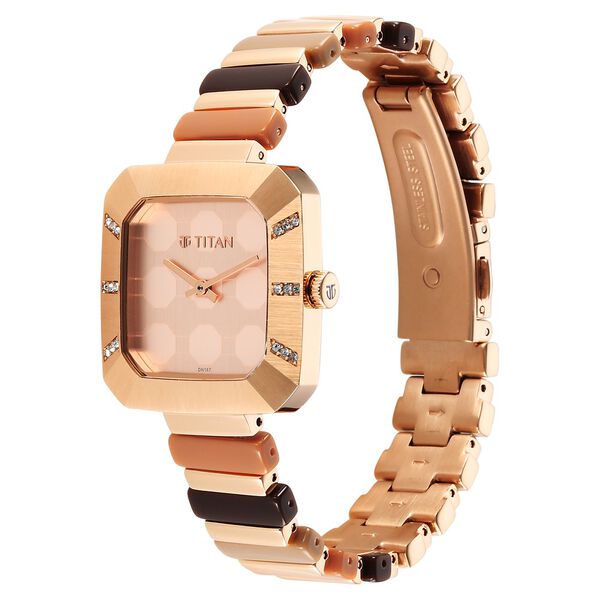 Titan Glitz Rose Gold Dial Analog Metal Strap watch for Women - image number 2