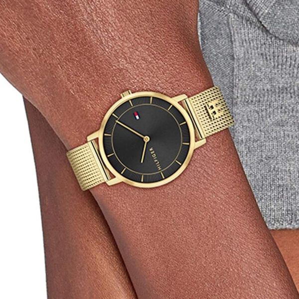 Buy Online Tommy Hilfiger Quartz Analog Black Dial Golden Stainless ...