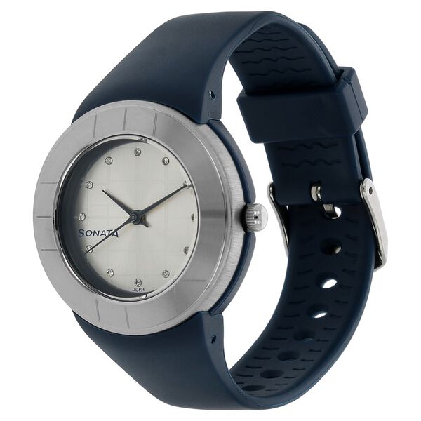 SF Quartz Analog Silver Dial Plastic Strap Watch for Women - image number 1