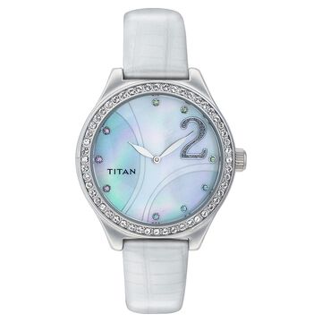 Titan Women Analog Silver Dial Leather Strap watch