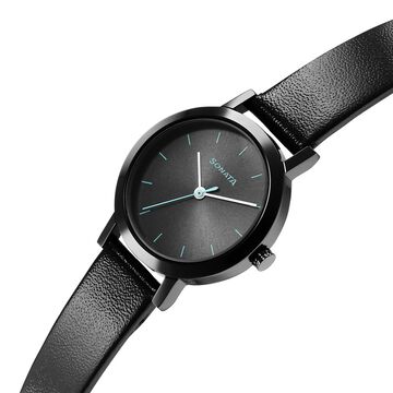 Sonata Essentials Grey Dial Leather Strap Watch for Women