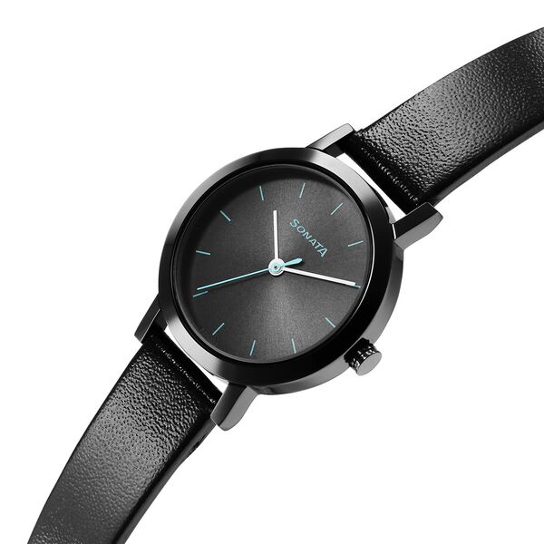 Sonata Essentials Grey Dial Leather Strap Watch for Women - image number 2