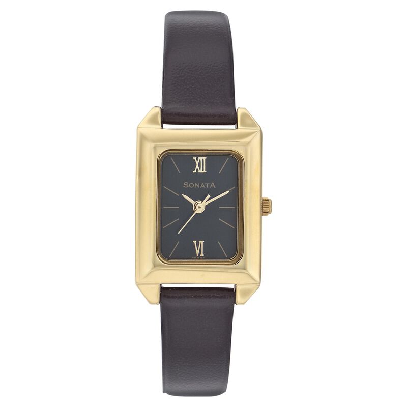 Sonata Quartz Analog Black Dial Strap Watch for Women