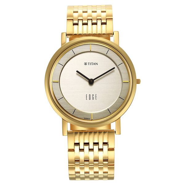 Edge Metal Yellow Dial Stainless Steel Strap Watch Men - image number 2