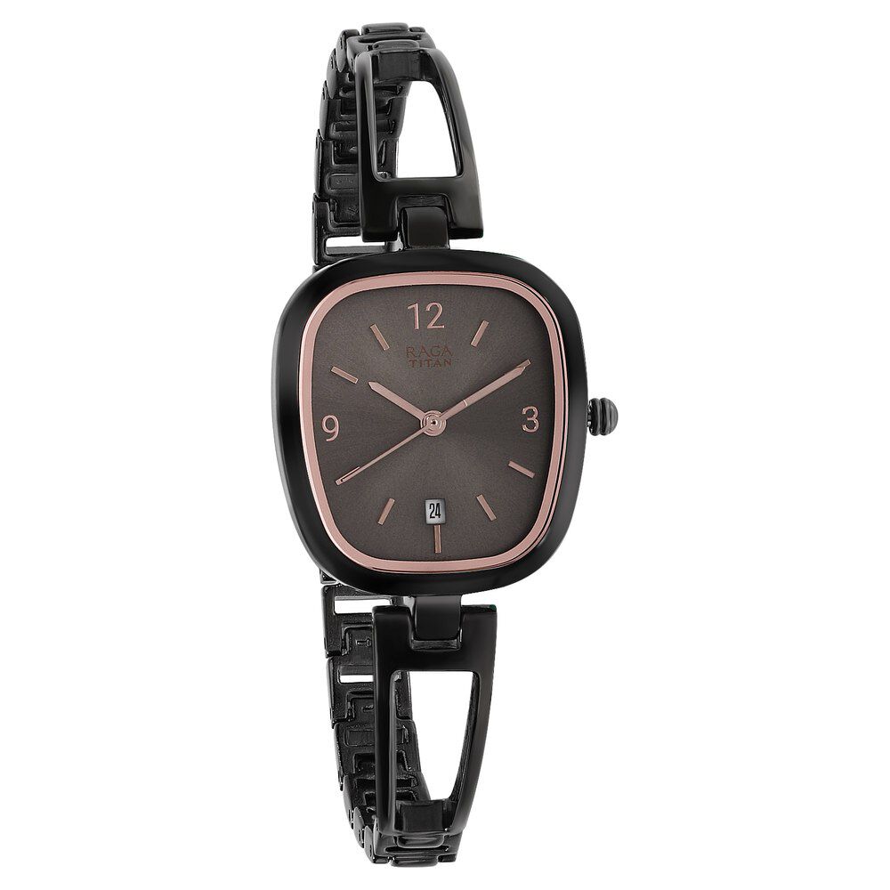 Buy Online Titan Raga Viva Grey Dial Analog with Date Metal Strap watch for Women nr2604qm01 Titan