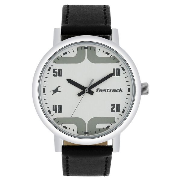 Fastrack Bold Quartz Analog White Dial Leather Strap Watch for Guys - image number 0
