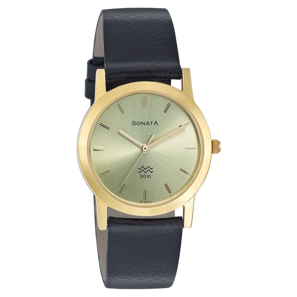 Buy Online Sonata Quartz Analog Champagne Dial Strap Watch for Men nb1923yl13 Titan