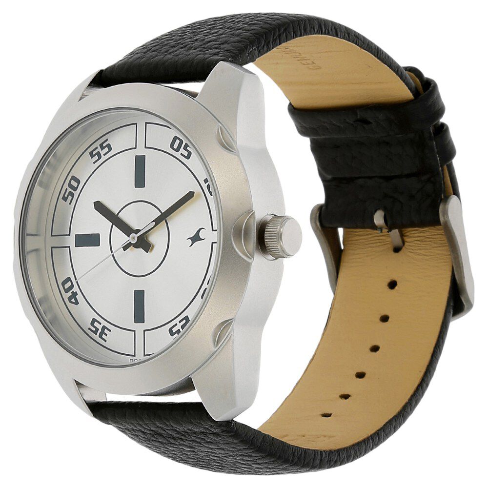 Buy Online Fastrack Quartz Analog Silver Dial Leather Strap Watch for Guys np3123sl01 Titan