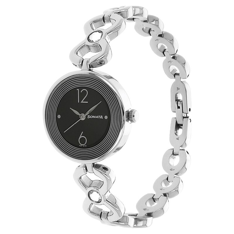 Sonata Quartz Analog Black Dial Metal Strap Watch for Women - image number 1