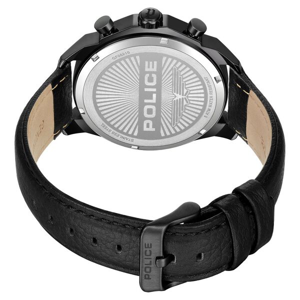 Police Quartz Multifunction Green Dial Black Leather Strap Watch For Men - image number 3