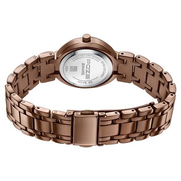 Poze By Sonata Quartz Analog Beige Dial Brown Metal Strap Watch For Women