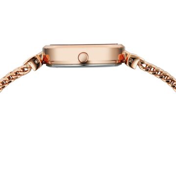 Vyb Seeker By Fastrack Quartz Analog Silver Dial Rose Gold Metal Strap Watch For Girls