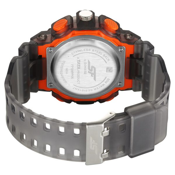 SF Analog Digital Orange Dial PU Strap Watch For Men - image number 3