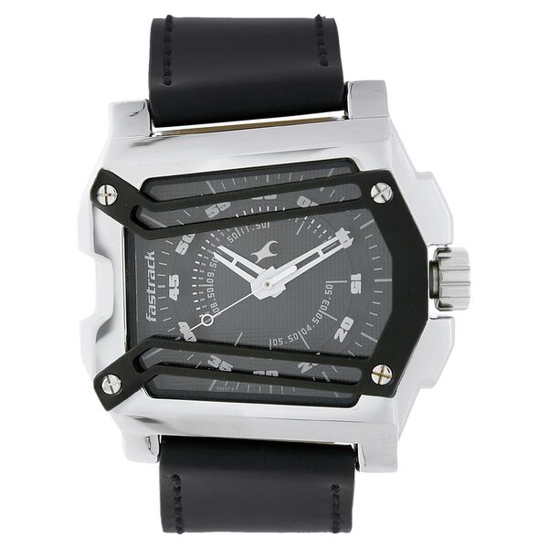 Fastrack Quartz Analog Black Dial Leather Strap Watch for Guys - image number 0