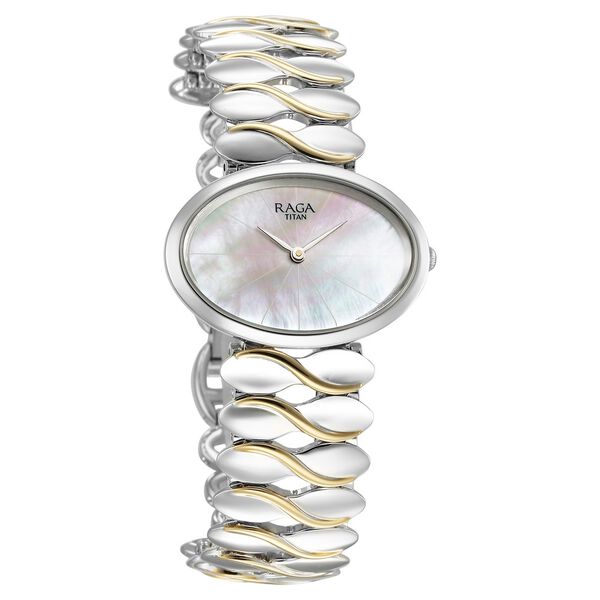 Titan Raga Silver Quartz Analog Mother Of Pearl Dial Sterling Silver Metal Strap And Case Watch For Women - image number 2
