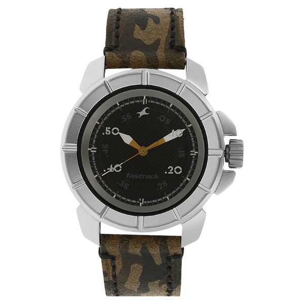 Fastrack Quartz Analog Black Dial Leather Strap Watch for Guys - image number 0