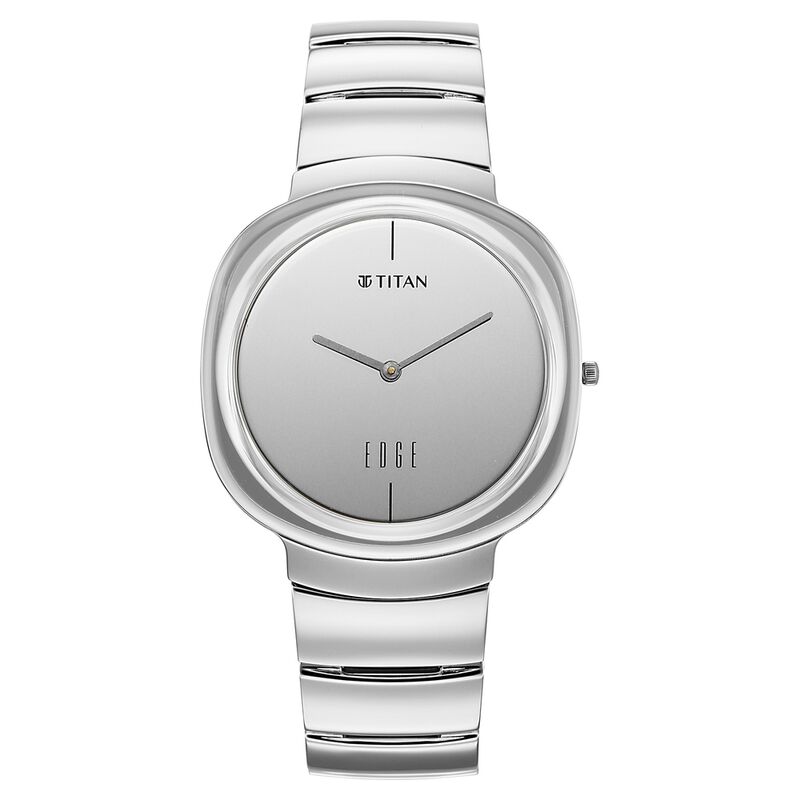Edge Squircle Titanium Grade 5 Quartz Analog Quartz Analog Mirror Polished Grey Dial Titanium Strap Watch For Men