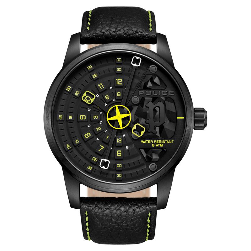 Police Quartz Analog Black dial Leather Strap Watch for Men