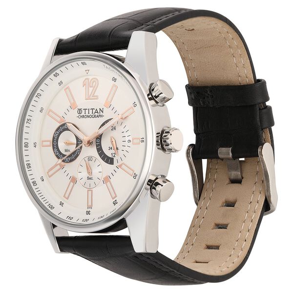 Titan Octane Silver Dial Chrono Leather Strap watch for Men - image number 2